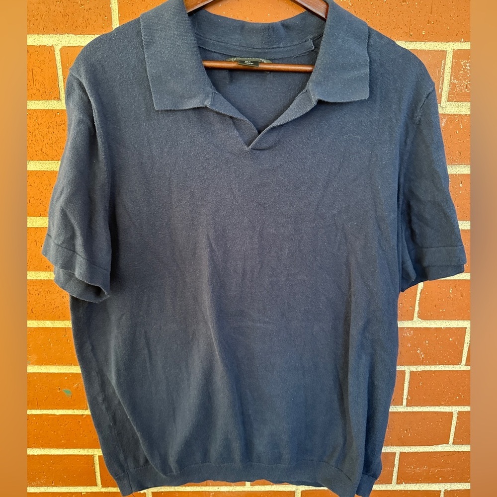 Christian Lacroix Polo Shirt Navy Blue Men’s Large Short Sleeve